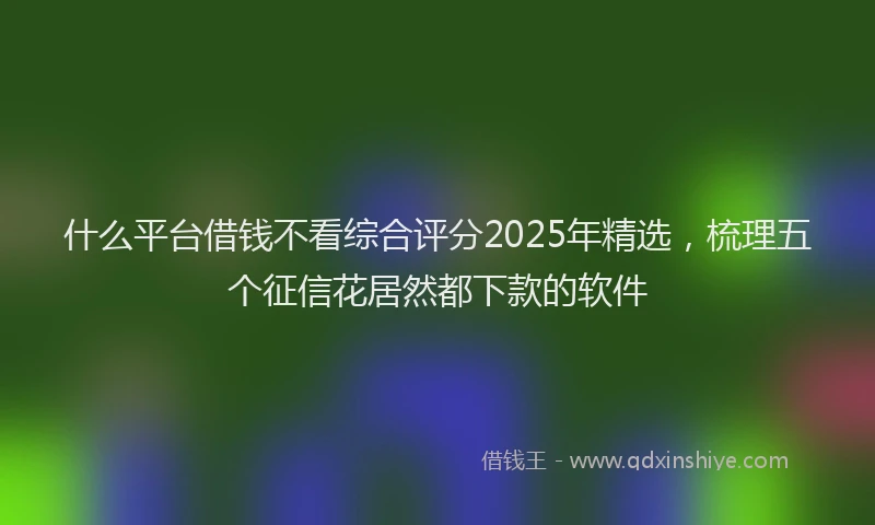 什么平台借钱不看综合评分2025年精选，梳理五个征信花居然都下款的软件