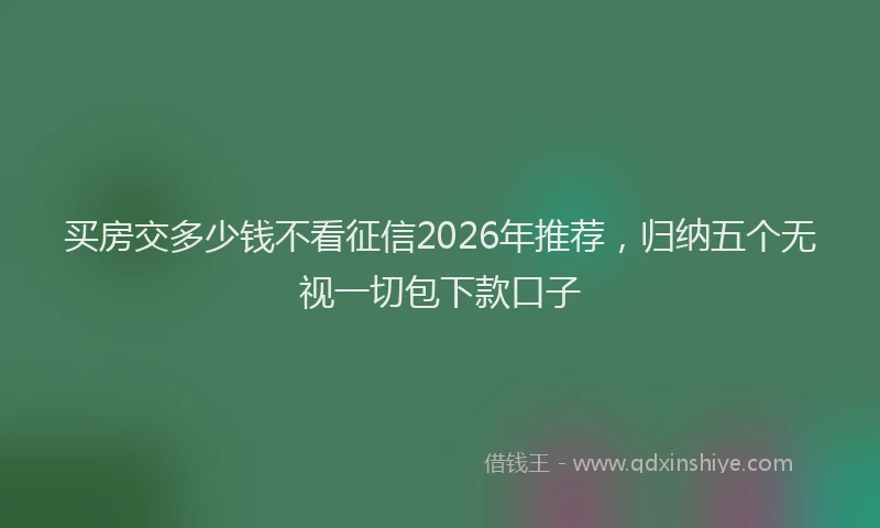 买房交多少钱不看征信2026年推荐，归纳五个无视一切包下款口子