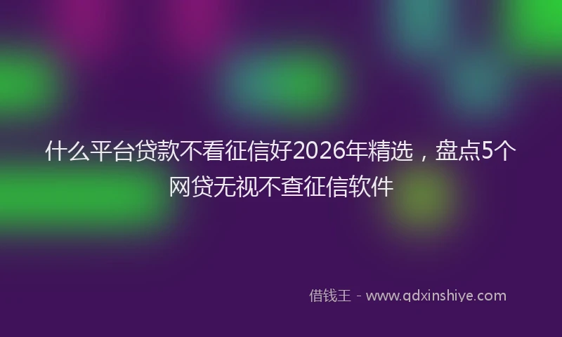 什么平台贷款不看征信好2026年精选，盘点5个网贷无视不查征信软件