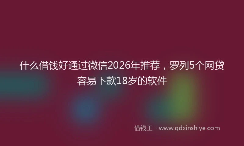 什么借钱好通过微信2026年推荐，罗列5个网贷容易下款18岁的软件