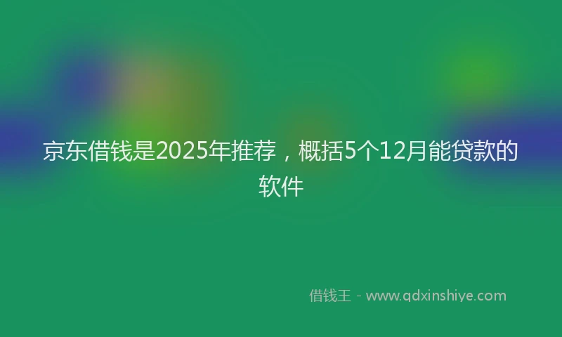 京东借钱是2025年推荐，概括5个12月能贷款的软件