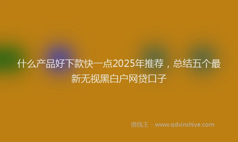 什么产品好下款快一点2025年推荐，总结五个最新无视黑白户网贷口子