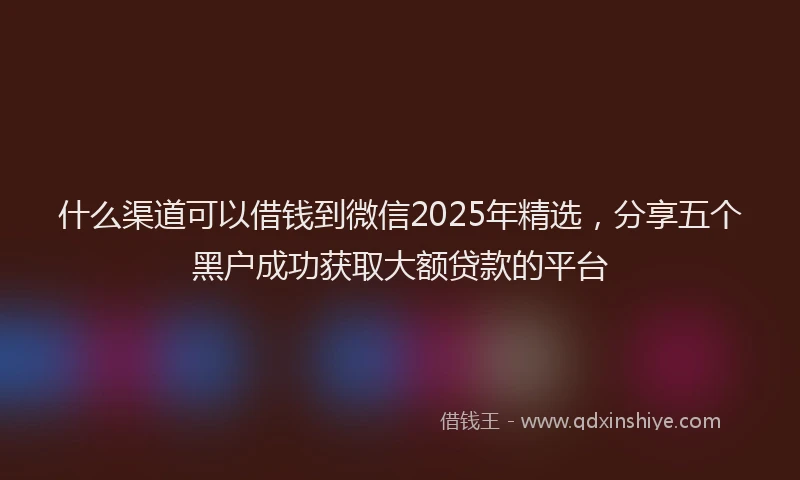 什么渠道可以借钱到微信2025年精选，分享五个黑户成功获取大额贷款的平台