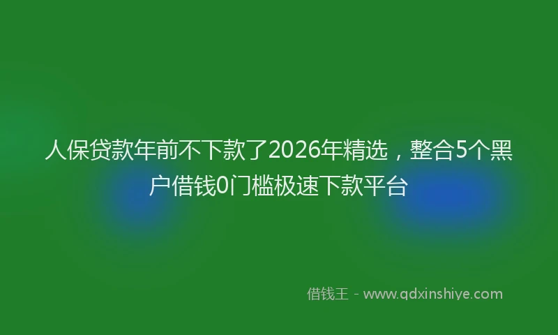 人保贷款年前不下款了2026年精选,整合5个黑户借钱0门槛极速下款平台