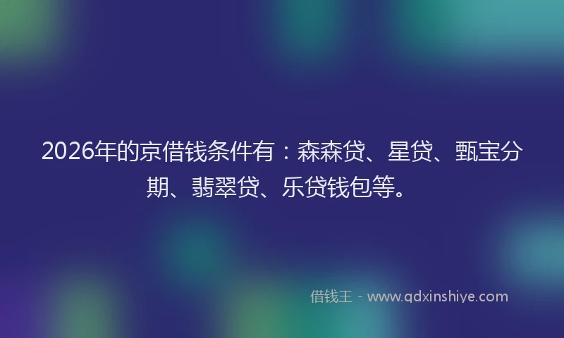 2026年的京借钱条件有：森森贷、星贷、甄宝分期、翡翠贷、乐贷钱包等。