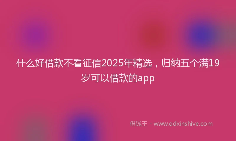 什么好借款不看征信2025年精选,归纳五个满19岁可以借款的app