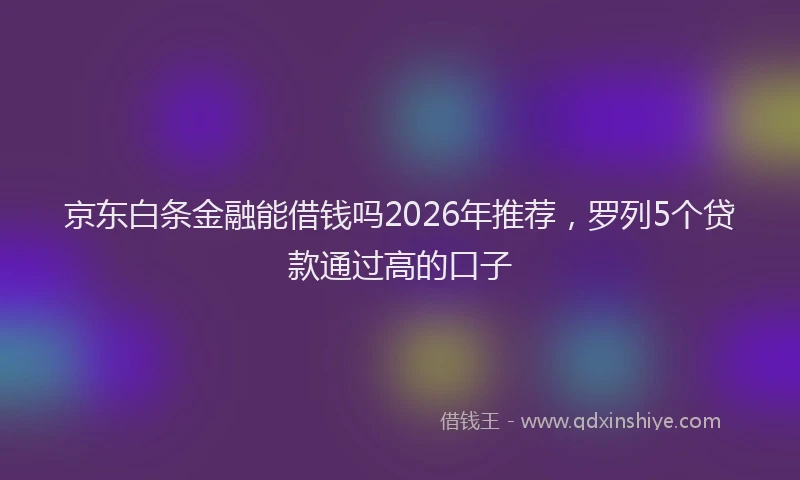 京东白条金融能借钱吗2026年推荐，罗列5个贷款通过高的口子