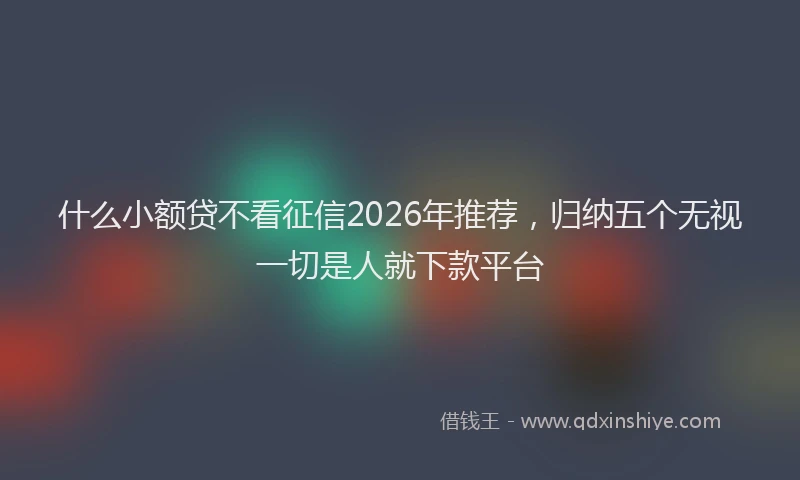 什么小额贷不看征信2026年推荐，归纳五个无视一切是人就下款平台