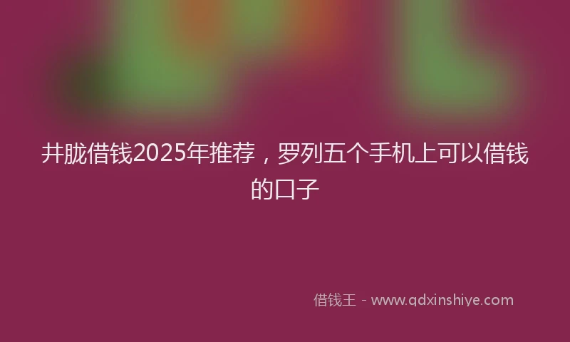 井胧借钱2025年推荐，罗列五个手机上可以借钱的口子