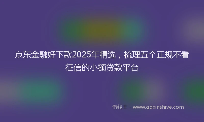 京东金融好下款2025年精选，梳理五个正规不看征信的小额贷款平台