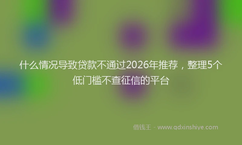 什么情况导致贷款不通过2026年推荐，整理5个低门槛不查征信的平台