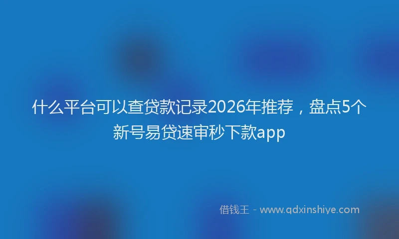 什么平台可以查贷款记录2026年推荐，盘点5个新号易贷速审秒下款app