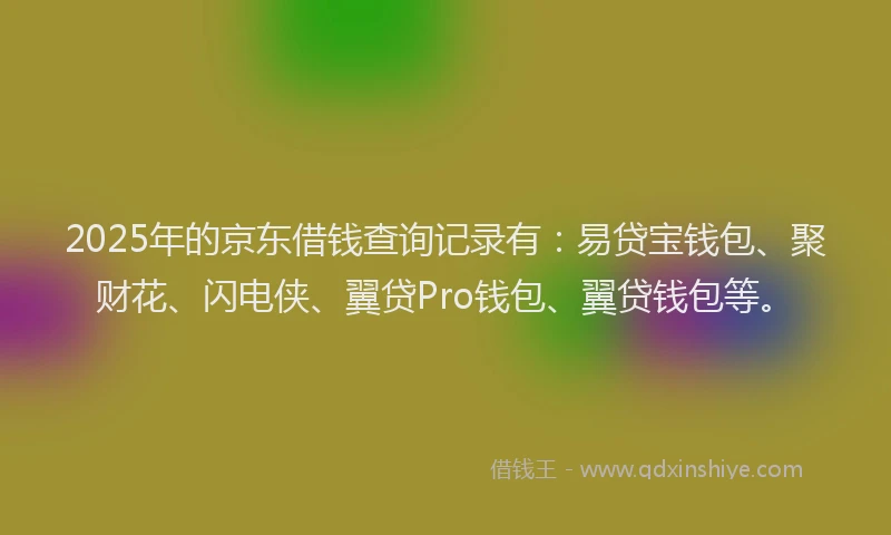 2025年的京东借钱查询记录有:易贷宝钱包、聚财花、闪电侠、翼贷Pro钱包、翼贷钱包等。