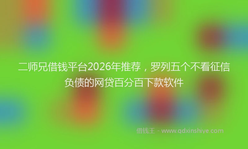 二师兄借钱平台2026年推荐，罗列五个不看征信负债的网贷百分百下款软件