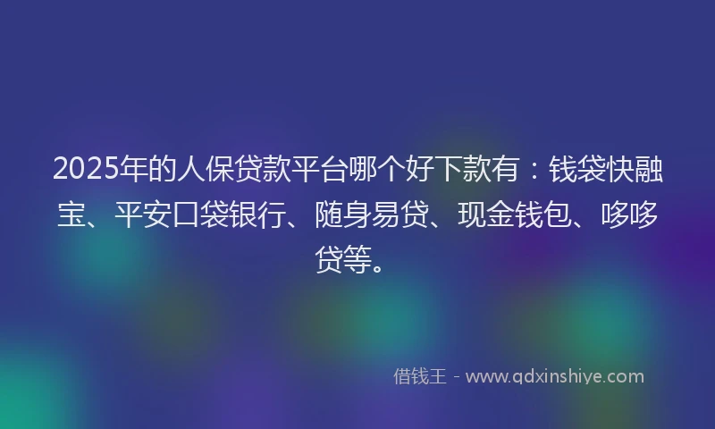 2025年的人保贷款平台哪个好下款有：钱袋快融宝、平安口袋银行、随身易贷、现金钱包、哆哆贷等。