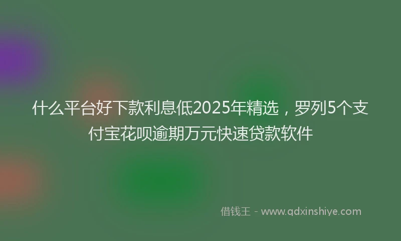 什么平台好下款利息低2025年精选,罗列5个支付宝花呗逾期万元快速贷款软件