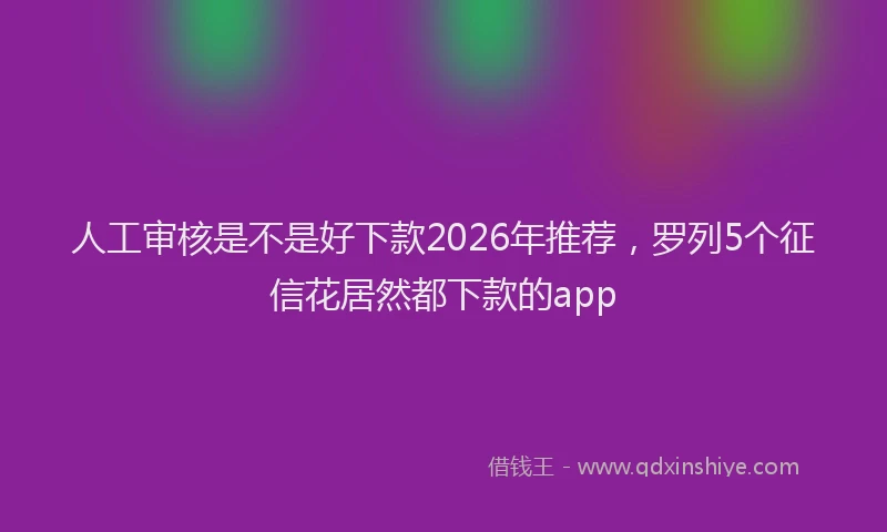 人工审核是不是好下款2026年推荐,罗列5个征信花居然都下款的app
