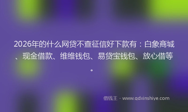 2026年的什么网贷不查征信好下款有：白象商城、现金借款、维维钱包、易贷宝钱包、放心借等。