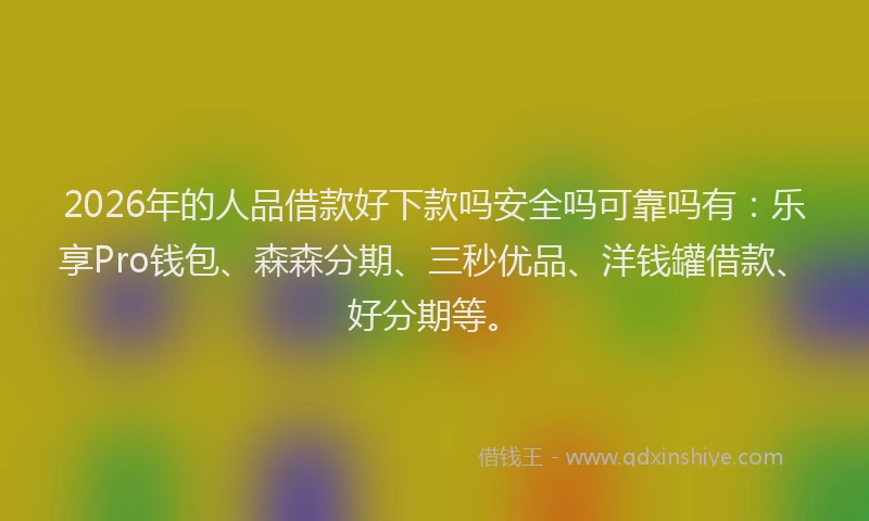 2026年的人品借款好下款吗安全吗可靠吗有:乐享Pro钱包、森森分期、三秒优品、洋钱罐借款、好分期等。
