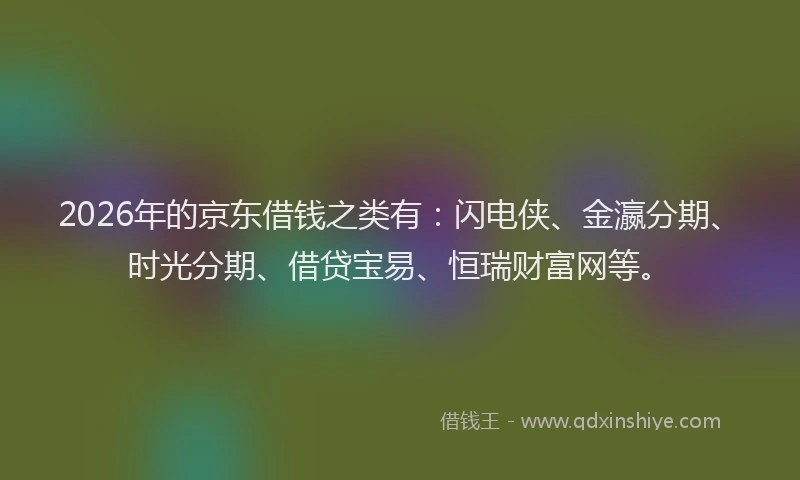 2026年的京东借钱之类有：闪电侠、金瀛分期、时光分期、借贷宝易、恒瑞财富网等。