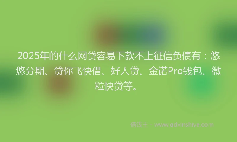 2025年的什么网贷容易下款不上征信负债有：悠悠分期、贷你飞快借、好人贷、金诺Pro钱包、微粒快贷等。
