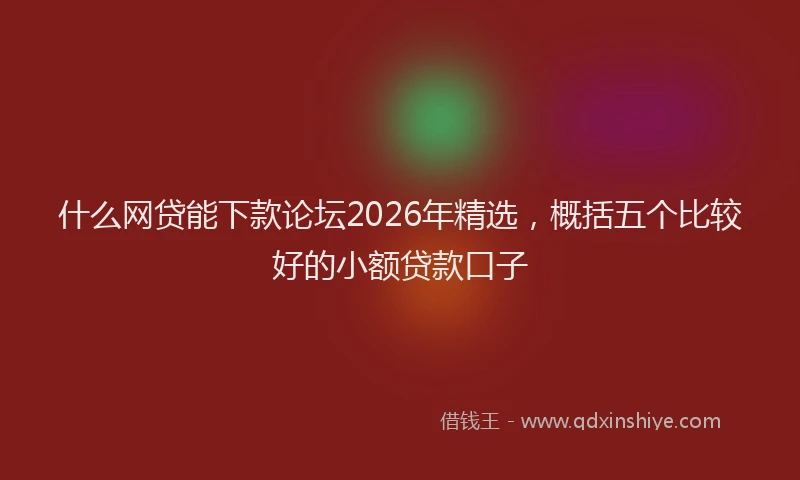 什么网贷能下款论坛2026年精选，概括五个比较好的小额贷款口子