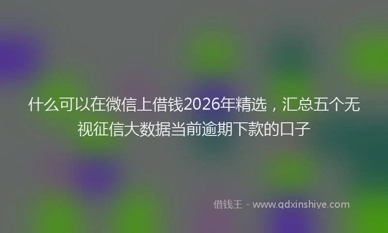 什么可以在微信上借钱2026年精选，汇总五个无视征信大数据当前逾期下款的口子
