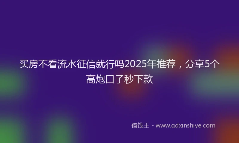 买房不看流水征信就行吗2025年推荐，分享5个高炮口子秒下款