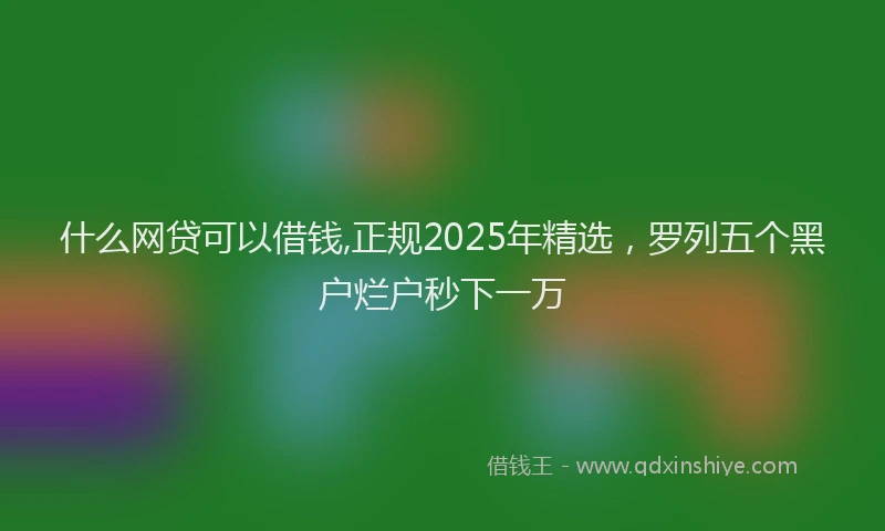 什么网贷可以借钱,正规2025年精选，罗列五个黑户烂户秒下一万