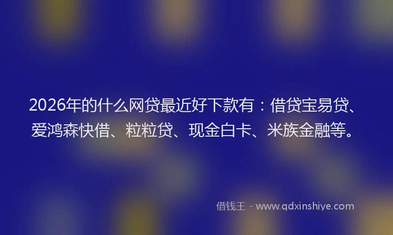 2026年的什么网贷最近好下款有:借贷宝易贷、爱鸿森快借、粒粒贷、现金白卡、米族金融等。