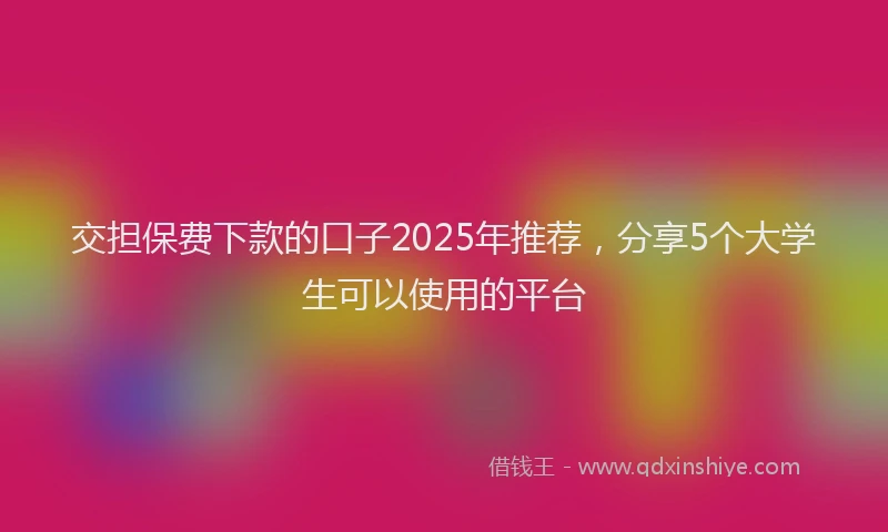 交担保费下款的口子2025年推荐,分享5个大学生可以使用的平台