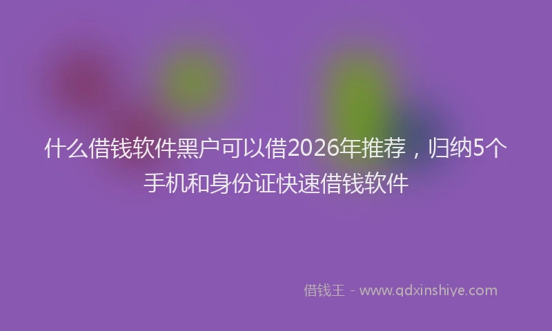 什么借钱软件黑户可以借2026年推荐，归纳5个手机和身份证快速借钱软件