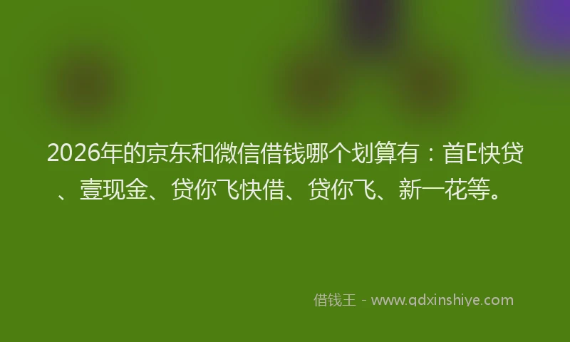 2026年的京东和微信借钱哪个划算有：首E快贷、壹现金、贷你飞快借、贷你飞、新一花等。