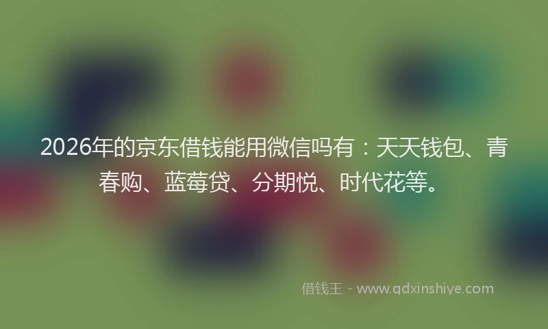 2026年的京东借钱能用微信吗有：天天钱包、青春购、蓝莓贷、分期悦、时代花等。