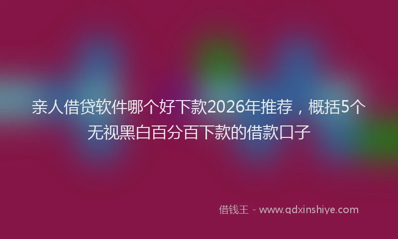 亲人借贷软件哪个好下款2026年推荐，概括5个无视黑白百分百下款的借款口子