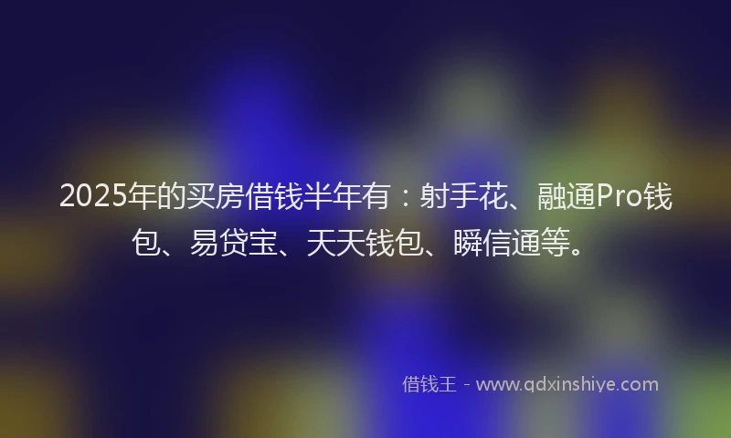 2025年的买房借钱半年有：射手花、融通Pro钱包、易贷宝、天天钱包、瞬信通等。