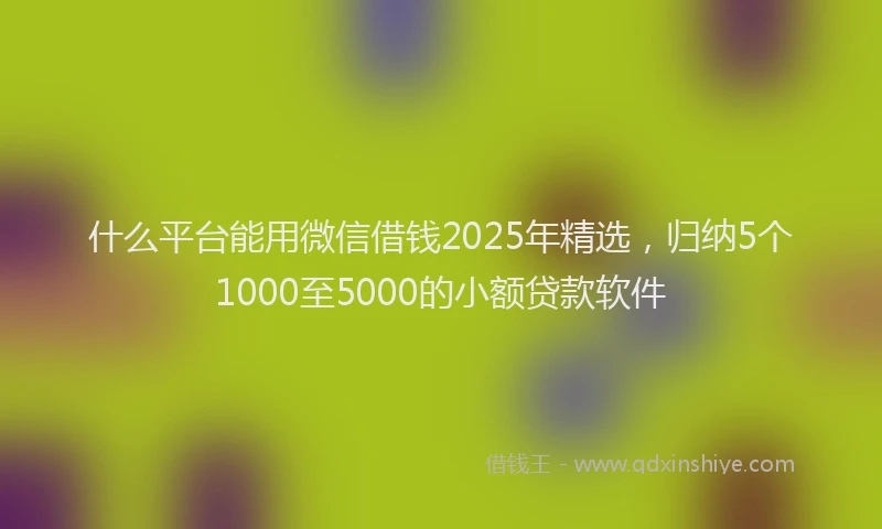 什么平台能用微信借钱2025年精选，归纳5个1000至5000的小额贷款软件