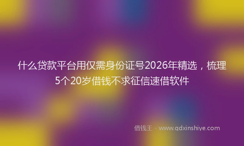 什么贷款平台用仅需身份证号2026年精选，梳理5个20岁借钱不求征信速借软件