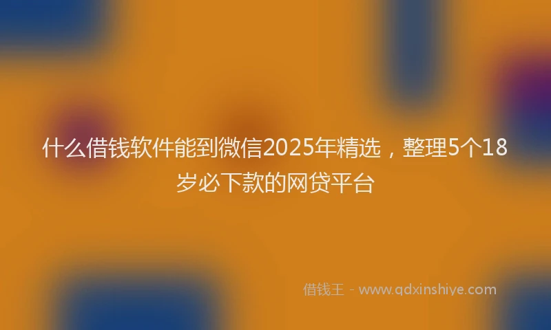 什么借钱软件能到微信2025年精选，整理5个18岁必下款的网贷平台