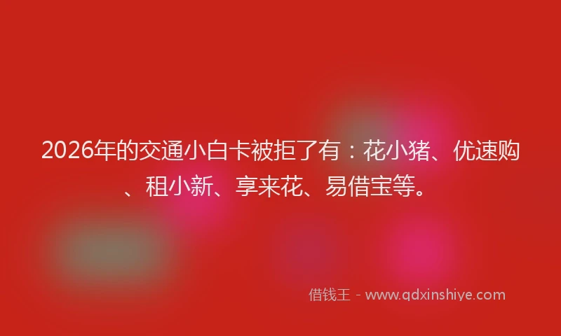 2026年的交通小白卡被拒了有：花小猪、优速购、租小新、享来花、易借宝等。