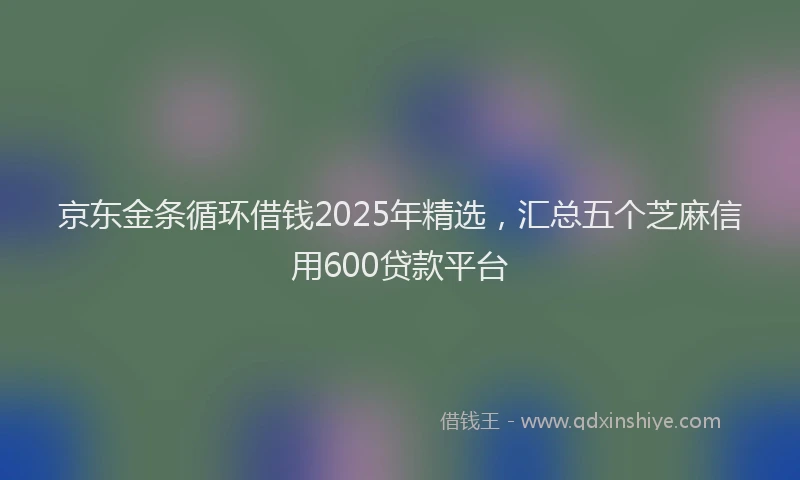 京东金条循环借钱2025年精选，汇总五个芝麻信用600贷款平台