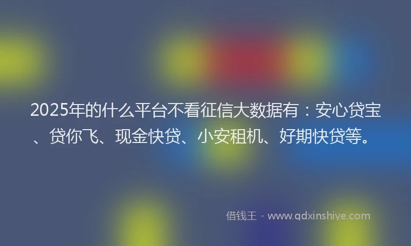 2025年的什么平台不看征信大数据有：安心贷宝、贷你飞、现金快贷、小安租机、好期快贷等。
