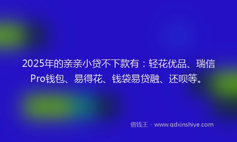 2025年的亲亲小贷不下款有：轻花优品、瑞信Pro钱包、易得花、钱袋易贷融、还呗等。