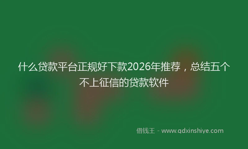 什么贷款平台正规好下款2026年推荐，总结五个不上征信的贷款软件