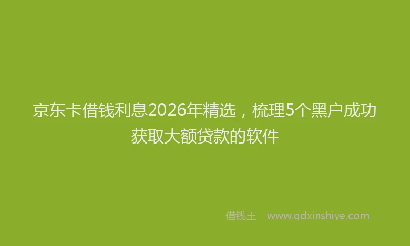 京东卡借钱利息2026年精选，梳理5个黑户成功获取大额贷款的软件