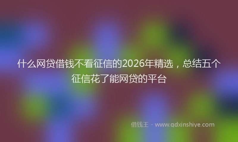 什么网贷借钱不看征信的2026年精选，总结五个征信花了能网贷的平台