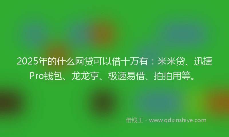 2025年的什么网贷可以借十万有：米米贷、迅捷Pro钱包、龙龙享、极速易借、拍拍用等。