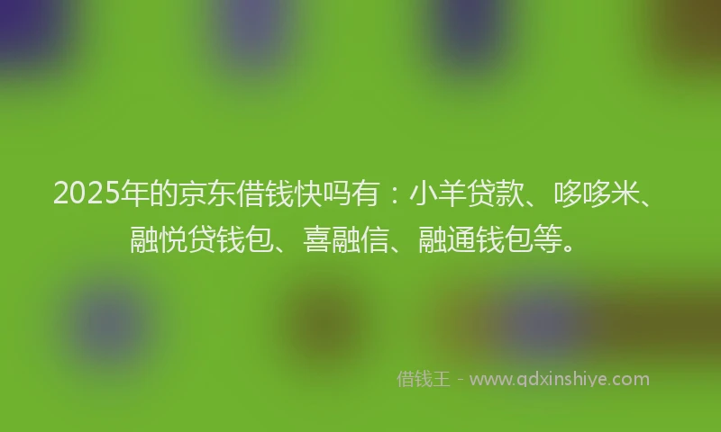 2025年的京东借钱快吗有：小羊贷款、哆哆米、融悦贷钱包、喜融信、融通钱包等。