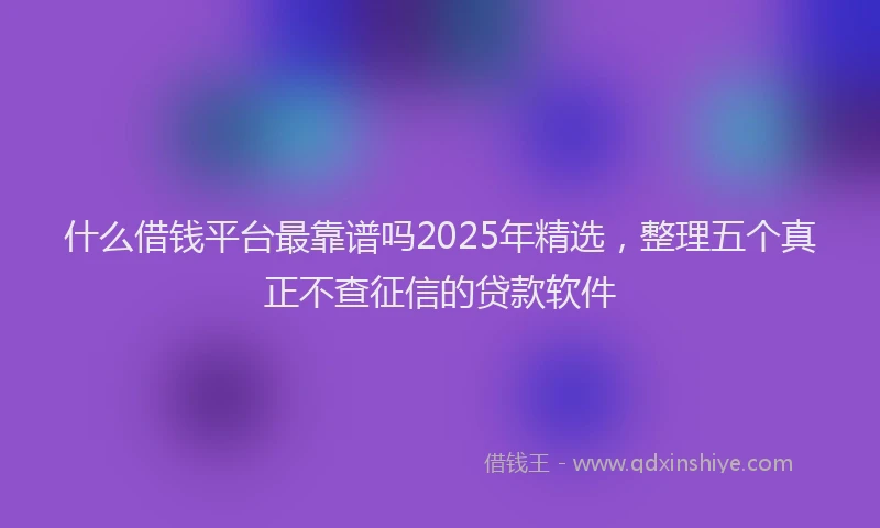 什么借钱平台最靠谱吗2025年精选,整理五个真正不查征信的贷款软件