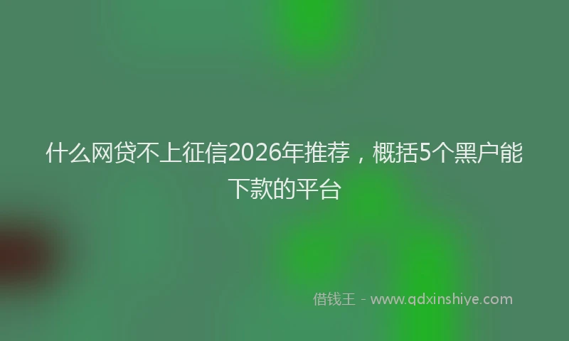 什么网贷不上征信2026年推荐，概括5个黑户能下款的平台